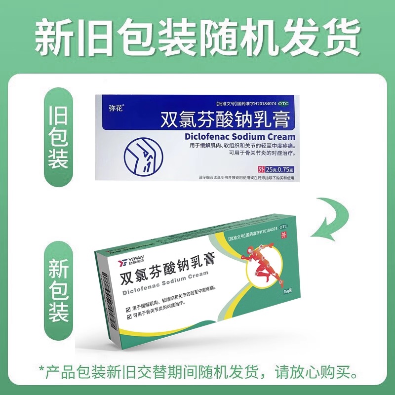 亿帆 双氯芬酸钠乳膏25g缓解肌肉软组织和关节轻至中度疼痛风湿关节炎拉伤挫伤肿痛止痛高清大图