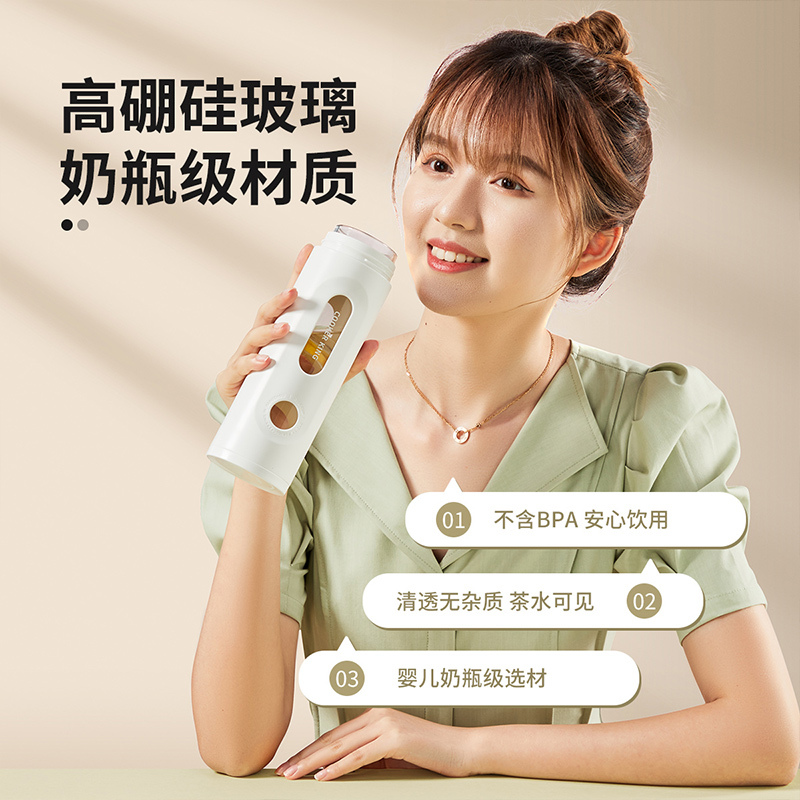 炊大皇玻璃杯茶杯男高硼硅便携防摔防爆双层泡茶杯子女高颜值水杯高清大图