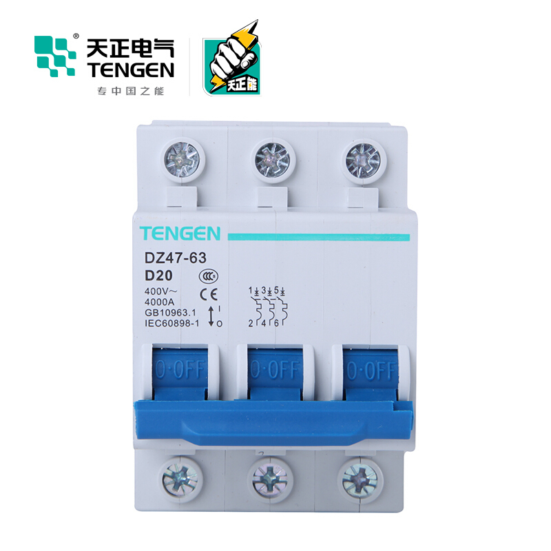 天正电气 DZ47-63 3P D 20A 4KA 01060020334 微型断路器