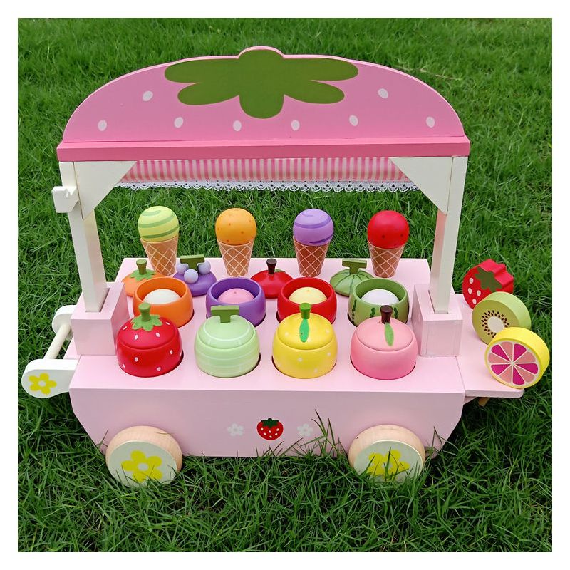 木制冰淇淋车玩具儿童过家家益智仿真雪糕奇奇和悦悦同款宝宝礼物