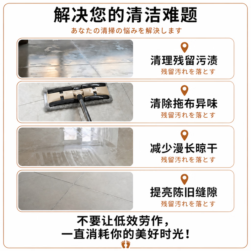 CCOKIO日本高端地板清洁剂抗菌消臭拖地专用强力去污去水印清洁液1000ML高清大图