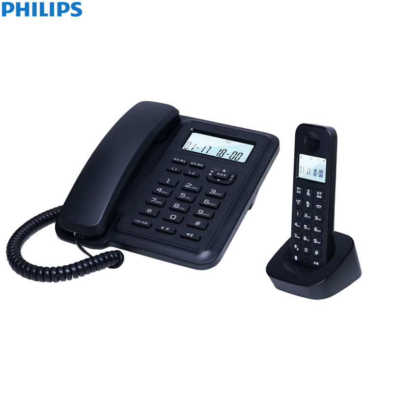 飞利浦(Philips)DCTG167一拖一数字无绳电话机办公家用无线固定座机电话子母机商用免提通话功能黑色)高清大图