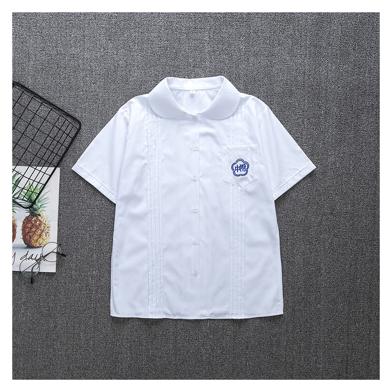 yibusheng台湾师大附中同款jk校服制服的校供琴褶短袖刺绣夏季学生