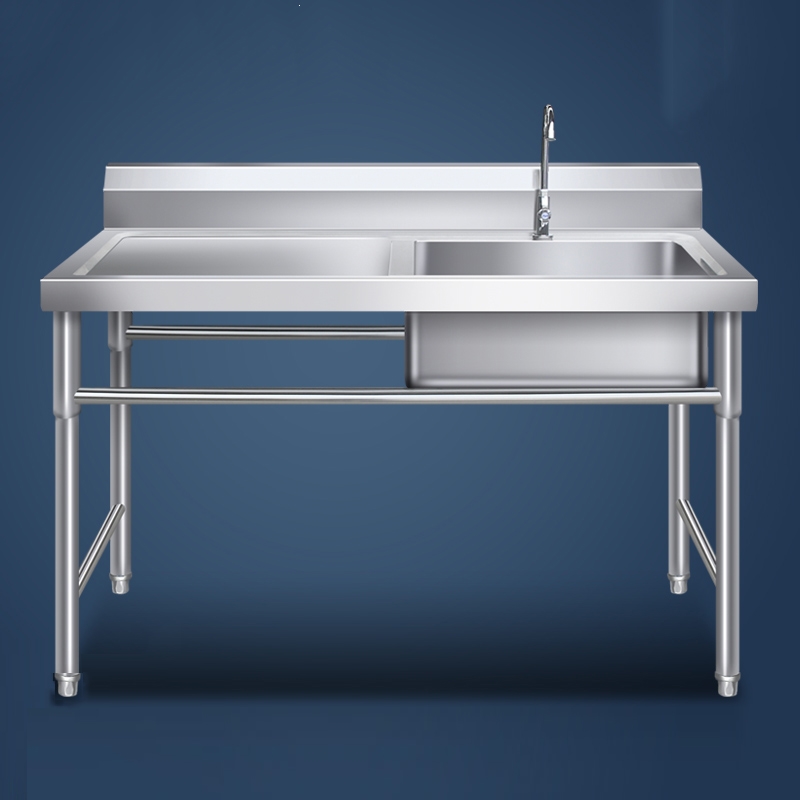 商用不锈钢水槽带支架厨房洗碗洗菜洗手盆古达带平台食堂单双水池参数