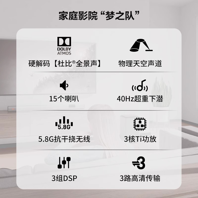 创维7.1声道家庭影院电视音响套装客厅回音壁音箱环绕杜比全景声高清大图