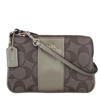 COACH/蔻驰 女士卡其配金色PVC手拿包零钱包小号手包 64233