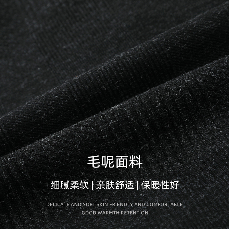 啄木鸟毛呢子夹克男士棒球领春秋季新款中老年人加厚爸爸冬装外套高清大图