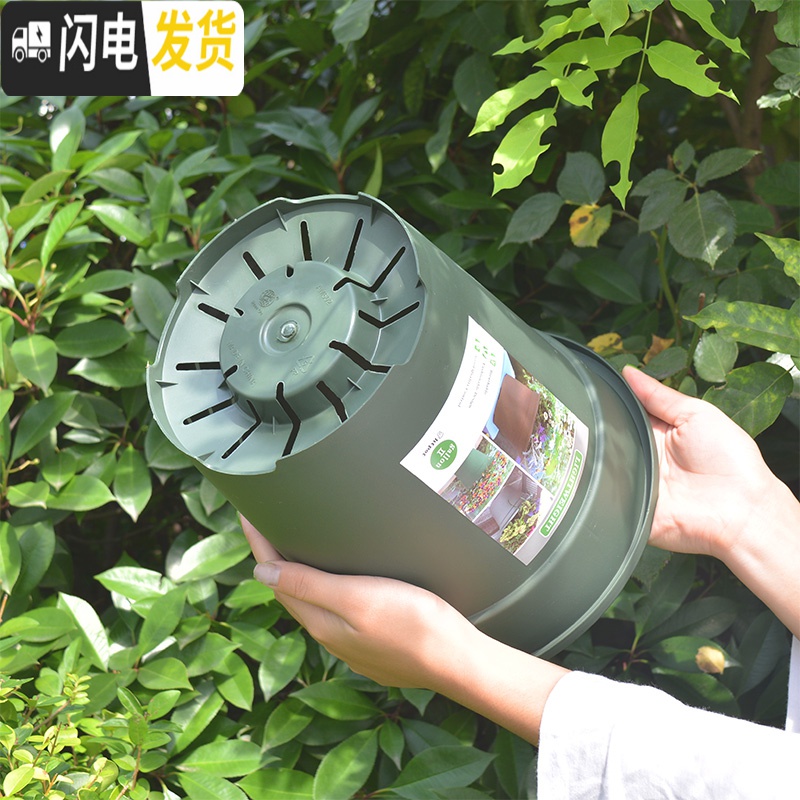 三维工匠升级二代加仑盆加厚塑料树脂阳台玫瑰月季铁线莲绿萝大号控根花盆 卡其色环二代2加仑(不含托) 大花盆容器高清大图