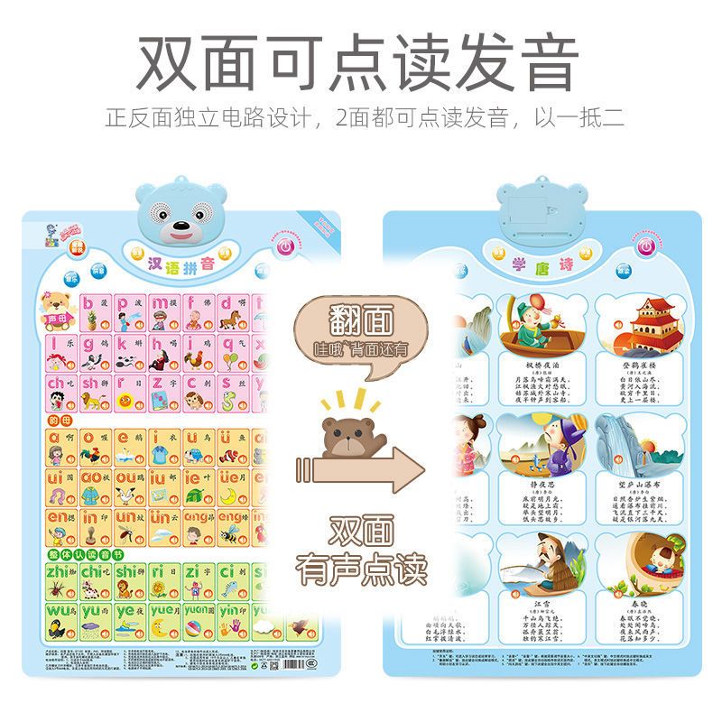 立体海洋动物有声挂图发音墙贴卡片宝宝幼儿童早教启蒙语音玩具 正面数字+反面口诀