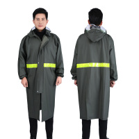 正亿达雨衣大褂加长款全身防暴雨连体户外成人外穿一体雨披 针织布军绿【拉链】 XXL