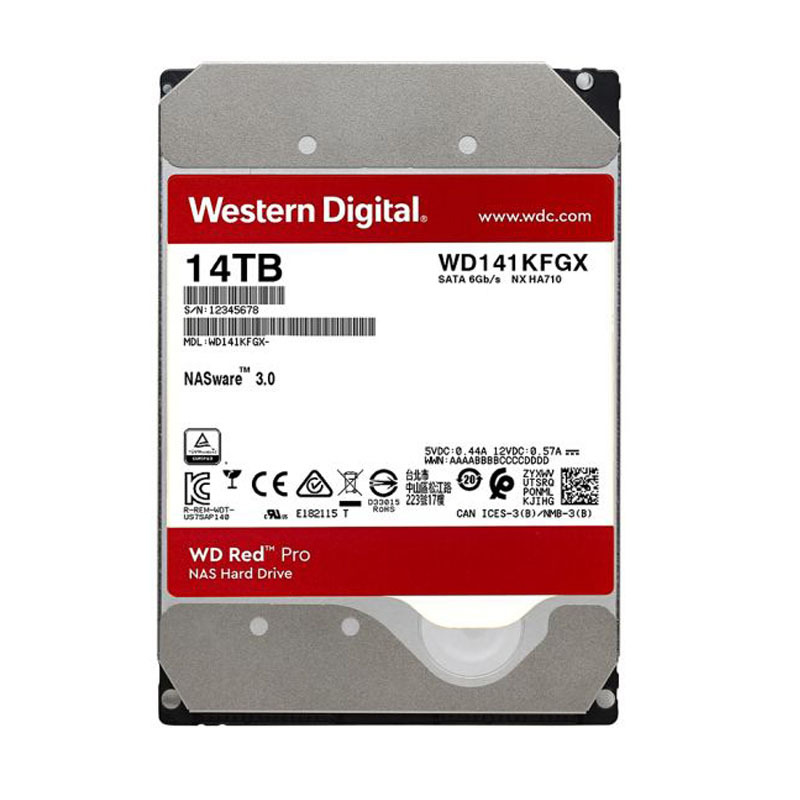 西部数据(WD)红盘Pro 14TB 网络储存硬盘(NAS硬盘/SATA6Gb/s/512M缓存/WD141KFGX)