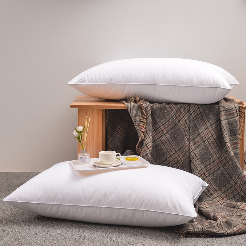 老斑鸠羽丝绒枕头枕芯护颈助眠枕 床上用品单边磨毛枕头绗缝双边立体
