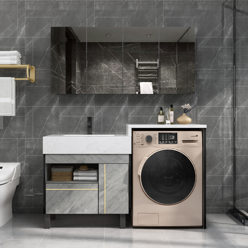 卫生间洗衣机一体柜洗手洗脸面盆洗漱台落地浴室柜闪电客伴侣组合定制