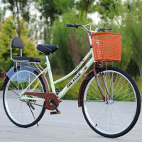 成人轻便自行车男女通用2426寸城市通勤学生休闲骑行淑女车fI 顶配黑色 24寸JCL