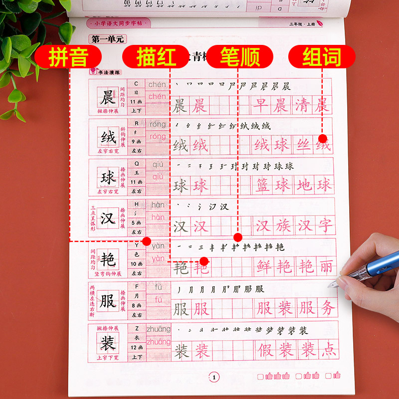 语文同步字帖 一年级上 [正版]人教版小学语文同步练字帖一年级二年级三年级四年级五六年级上册字帖练字语文上 小学生每日一高清大图