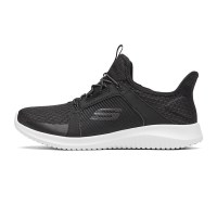 Skechers斯凯奇情侣款一脚穿懒人中帮鞋运动鞋网布透气系带休闲跑步鞋12832/B LK