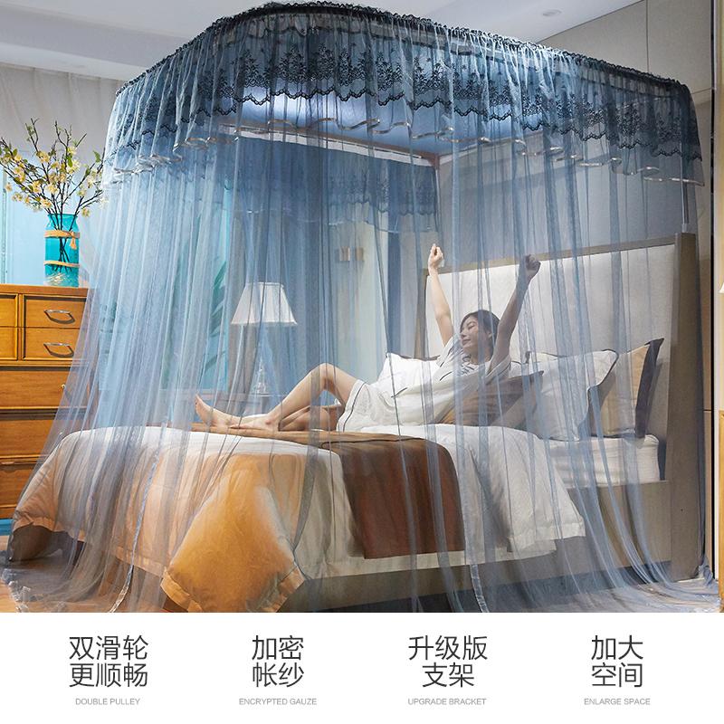 家柏饰(CORATED)自动轨道伸缩蚊帐1.8m床家用2米公主风床幔u型导轨廷纹账欧式高清大图