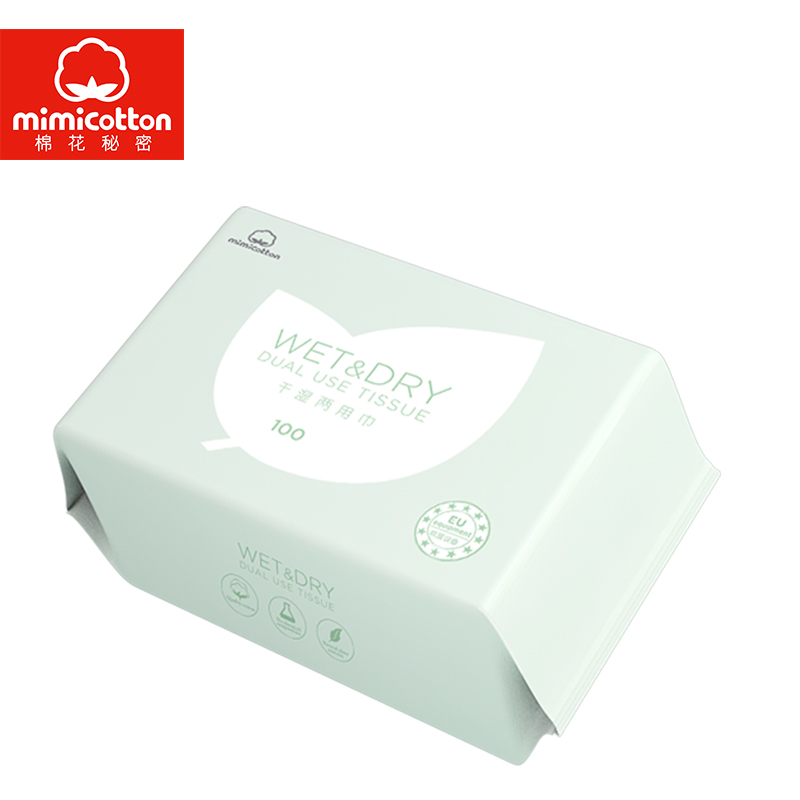棉花秘密(mimicotton) 婴儿护理巾 棉柔巾纸巾宝宝干湿两用巾加厚14*20 100抽1包 非湿巾