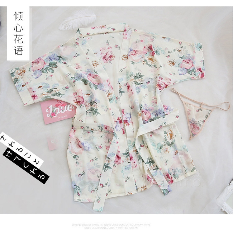 长夜漫漫情趣内衣雪纺浴袍情趣睡衣套装厂家批发一件1035 1035米白 90-130斤