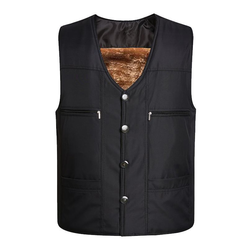 秋冬季羽绒马甲加绒加厚中老年男士棉坎肩保暖爸爸装马甲背心外套