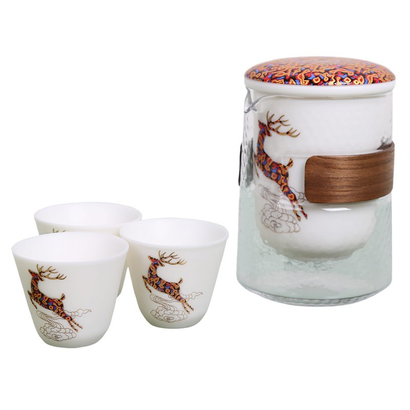 果兹(GUOZI)一鹿有你·羊脂玉快客杯 GZ-T02 450ml 60ml*3