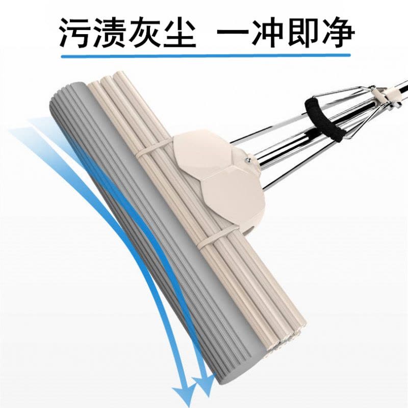 好太太大号吸水海绵拖把头地拖布家用干湿两用免手洗地拖布滚轮式图片