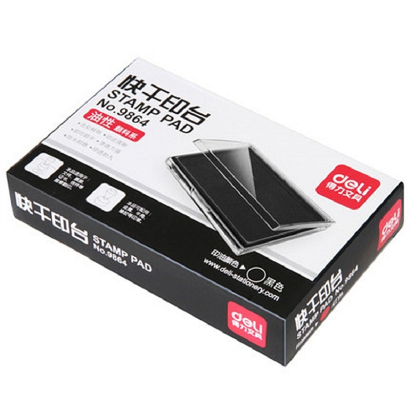 [精选]得力(deli) 9864透明外壳方形快干印台137x88x25mm黑色(12只价格)