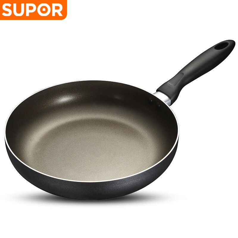 苏泊尔(SUPOR)平底锅煎锅不粘锅家用煎炒两用煎牛排烙饼锅 明火燃气专用锅具 28cm NJ281A0 送小木铲