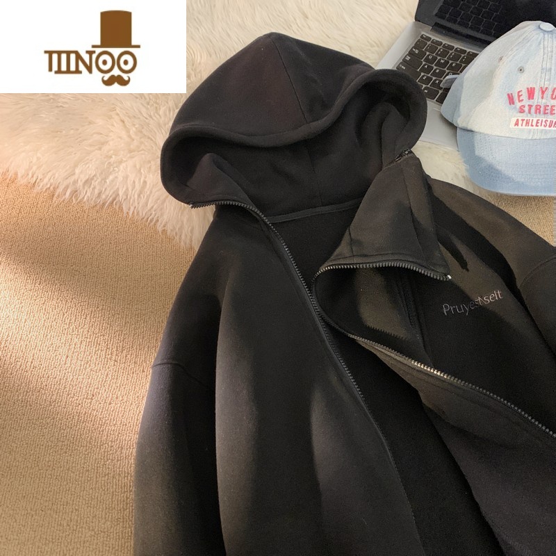 YANXU开衫卫衣男生薄款感潮牌痞帅炸街美式复古连帽外套高清大图