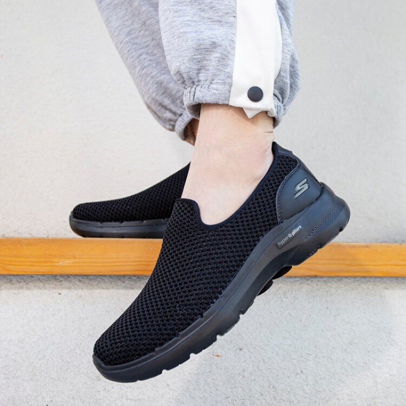 斯凯奇(Skechers)男鞋健步鞋男一脚蹬轻便透气软底休闲鞋中老年鞋 894186-BBK
