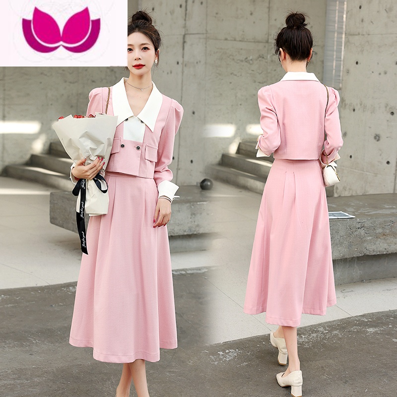 七斓小香风套装2023春季新款富家千金高级感时尚减龄套半身裙女装 XL115-125斤 粉色