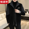 恒源祥秋冬季加厚毛呢子立领夹克男短款加棉高端男士休闲大衣外套