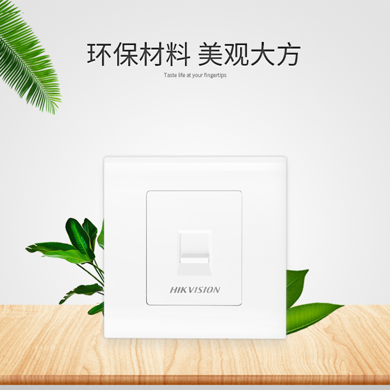 海康威视超五类六类网络模块插座通用型面板网络电话语音面板超5类6类模块网络电脑面板 双口 DS-ZBFP2-B