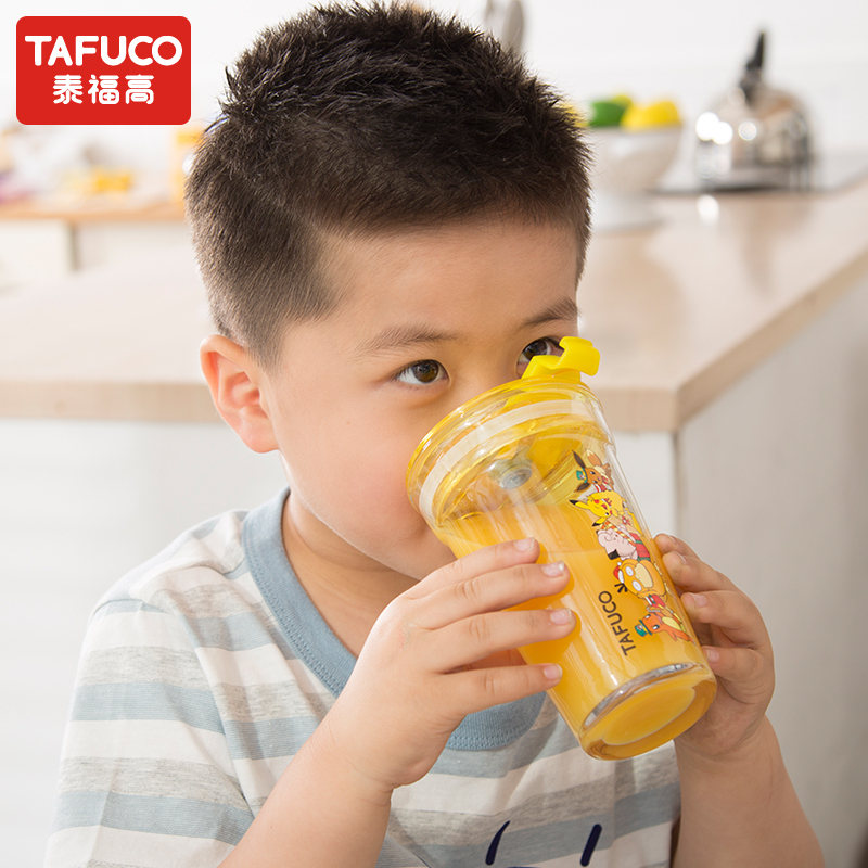 日本泰福高(TAFUCO)宝可梦皮卡丘耐热玻璃杯喝水杯大容量手柄杯牛奶杯马克杯饮水杯带盖水杯