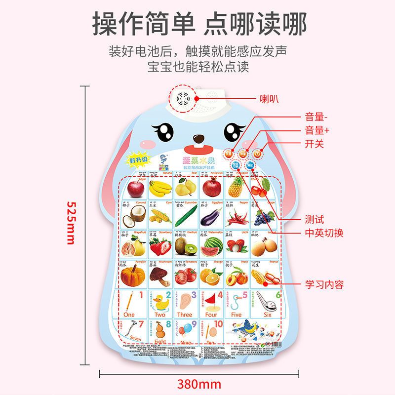 拼音挂图有声宝宝启蒙早教发声语音识字字母表点读墙贴儿童玩具 扫码即读3张-随机发