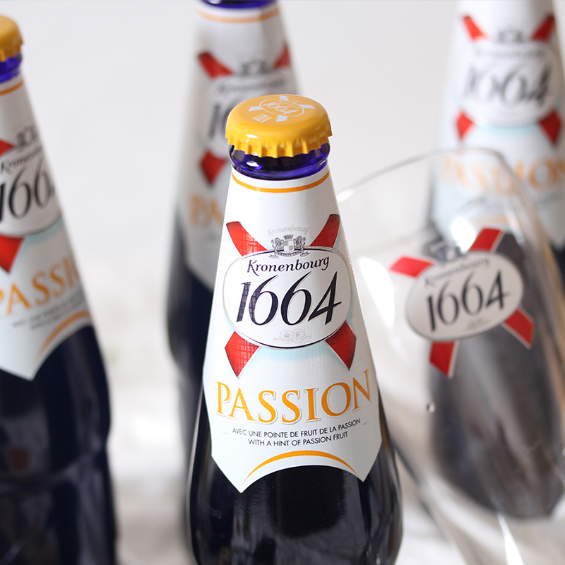 Kronenbourg1664百香果啤酒法国果味小麦啤250ml*12瓶装