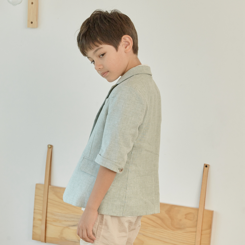 [2件2折价:69]米喜迪mecity童装夏男童棉麻夏季校服套装小孩主持礼服