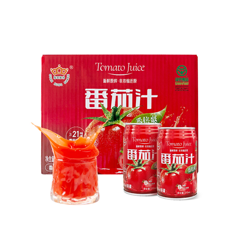 冠农股份(GUAN NONG SHARE)番倍爽番茄汁 新疆西红柿原榨果蔬汁早餐健康饮品 310ml*12罐[微糖]