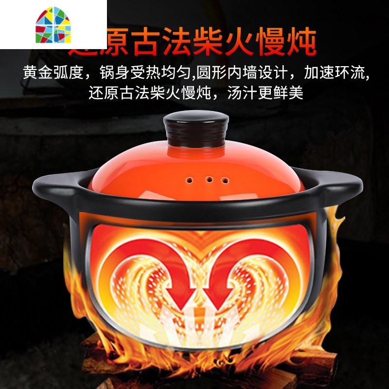 慢生活砂锅家用燃气可高温干烧陶瓷煲汤炖锅超大小号沙锅石锅 FENGHOU 5L(1年烧坏换新)黄适用6-9人高清大图