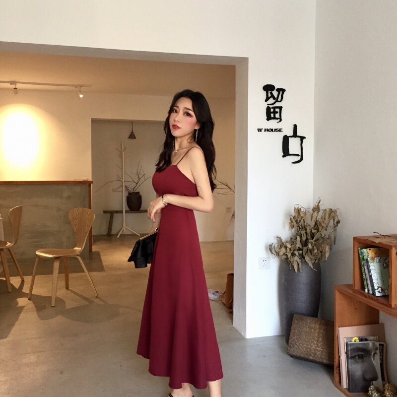 夏装性感露背交叉绑带修身显瘦中长款时尚带连衣裙女