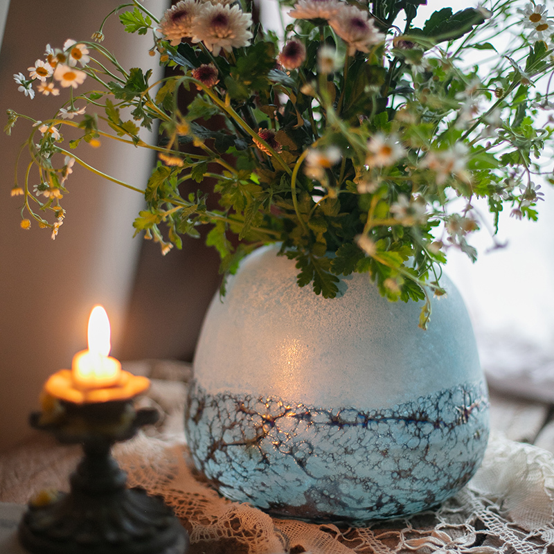 掬涵 海雾球瓶花瓶花器插花器皿水培花瓶花艺玻璃摆件现代简约BL04887