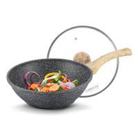 卡罗特(CaROTE)麦饭石炒锅不粘锅少油烟28CM平底锅炒菜锅家用煎锅电磁炉明火通用