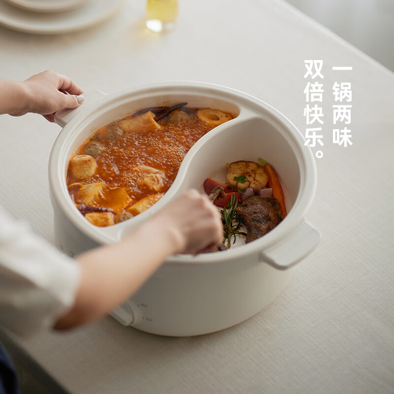 OLAYKS 立时 家用多功能鸳鸯分体电火锅 6L 白色 OLK-02-10 / 台高清大图