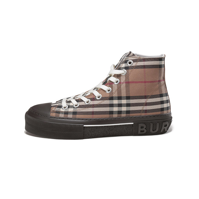 博柏利巴宝莉burberry男款织物高帮系带休闲运动鞋帆布鞋80556611