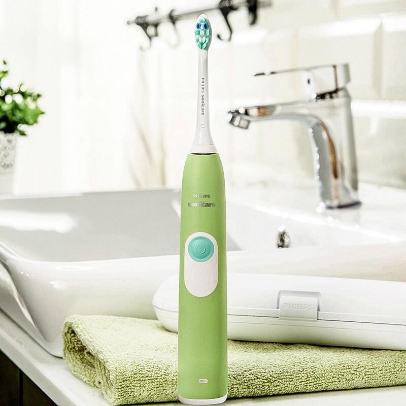 飞利浦(Philips)电动牙刷HX6215 充电式声波震动式31000次/分钟清洁牙刷 防御牙菌斑 情侣系列