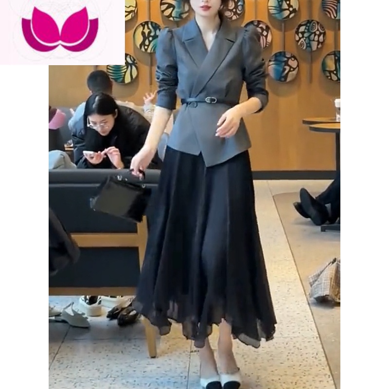 七斓法式高级感减龄小香风西装外套女御姐气质名媛桔梗半身裙套装高清大图