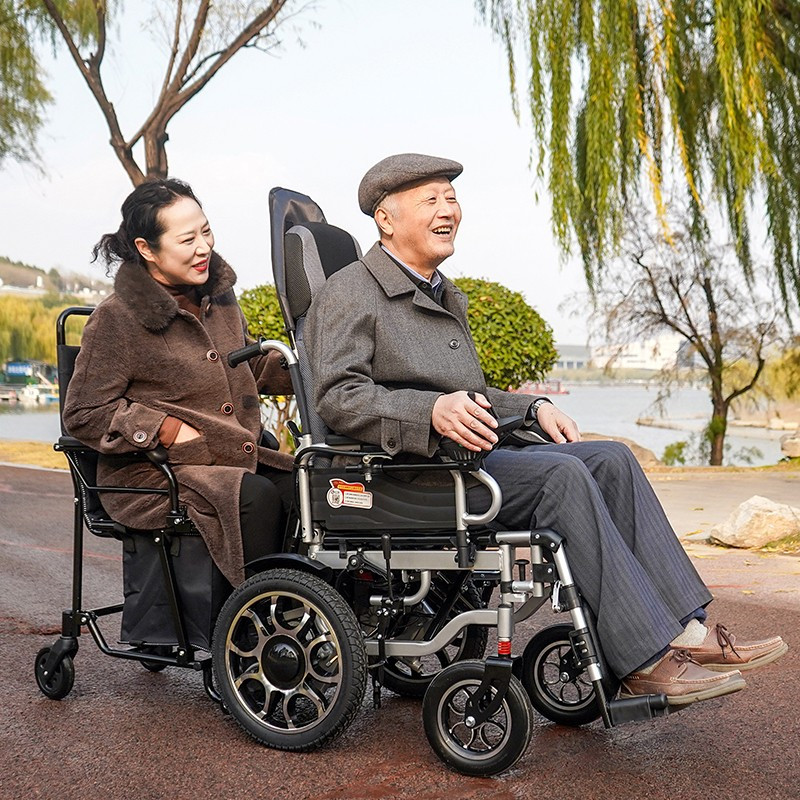 好哥前驱电动轮椅可折叠轻便全躺智能全自动老年残疾人便携四轮代步车低靠背前大轮减震越障碍-30A锂电池[续航约40公里]