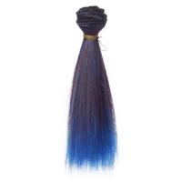 巴芘萝莉娃娃假发发排15cm*100cm直发手工改妆BJD娃头发配件玩具 1#15直黑变蓝 送胶水