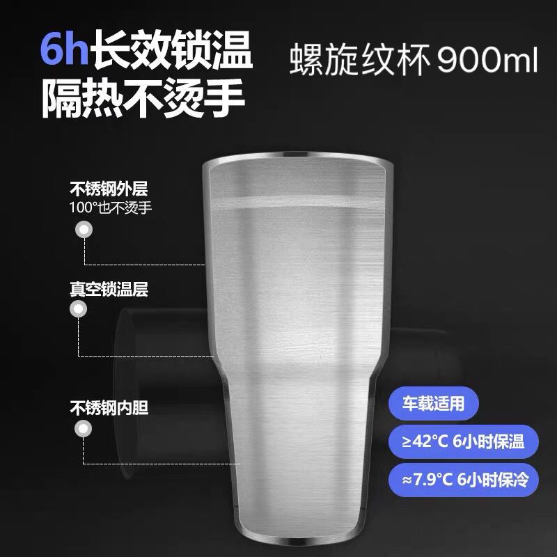 直身570ml 杯+密封盖 304马克杯不锈钢办公旅行车载多用杯大容量保温杯子咖啡杯饮水杯