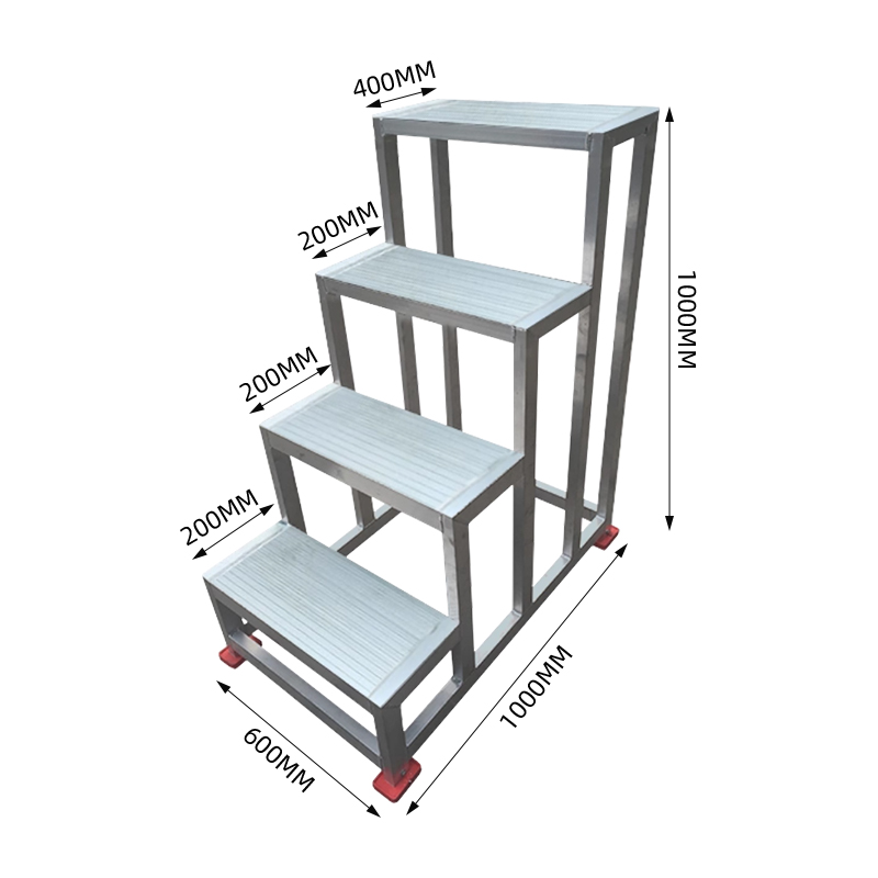 臻远ZY-T76 铝合金踏台移动平台楼梯工业踏步梯台阶 4步高1000高清大图